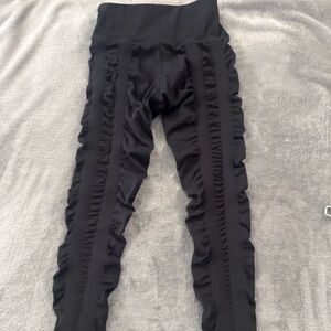 Women's Black Ruffled Leggings  Booty Band Resistance Leggings
